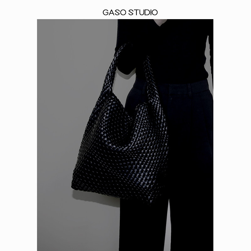 法式小众设计单肩包手工编织包托特包女大容量软皮格子包包腋下包,淘宝优惠券,粉丝福利购,淘宝优惠卷