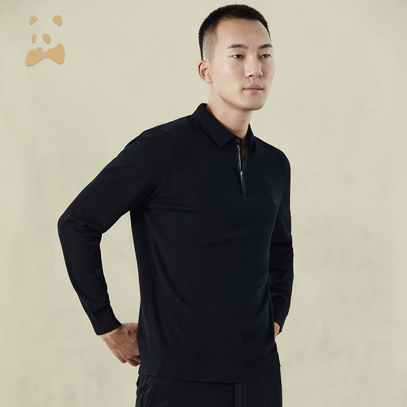 【烫钻工艺】CANUDILO/卡奴迪路 熊猫翻领羊毛POLO衫男羊毛衫,淘宝优惠券,粉丝福利购,淘宝优惠卷