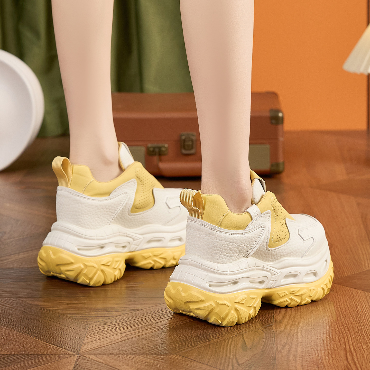 欧洲站透气真皮老爹鞋女2026春季新款厚底内增高洋气运动休闲单鞋,淘宝优惠券,粉丝福利购,淘宝优惠卷