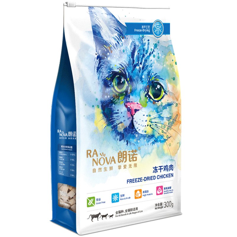 朗诺冻干猫咪零食鸡肉宠物食用成猫幼猫宠物营养肉干食品300g*3袋 - 图3