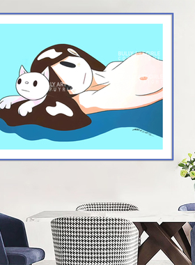 天野健巨幅潮流猫咪装饰画客厅画