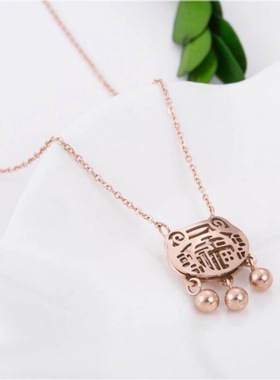 气质中国风钛钢长命锁项链女复古小众设计感锁骨链锁送女友潮闺蜜