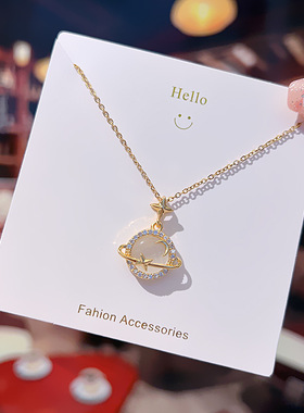 小众设计猫眼石星球项链高级感星月神话吊坠新款气质网红锁骨链女