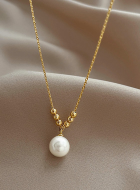 豆豆小灯泡淡水珍珠项链女夏ins冷淡风简约时尚锁骨链轻奢女款