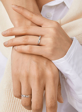 共渡爱河戒指情侣款简约素圈对戒结婚礼物送男女友