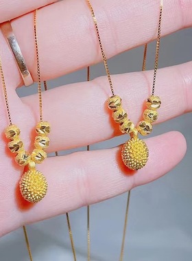 七夕爆款时尚高级感金色榴莲坠子项链锁骨链七夕情人节送女友