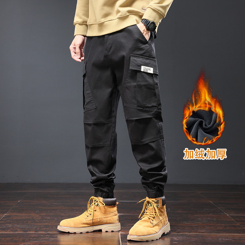加绒男士工装裤潮牌多口袋宽松束脚哈伦裤春秋季新款休闲长裤子裤,淘宝优惠券,粉丝福利购,淘宝优惠卷
