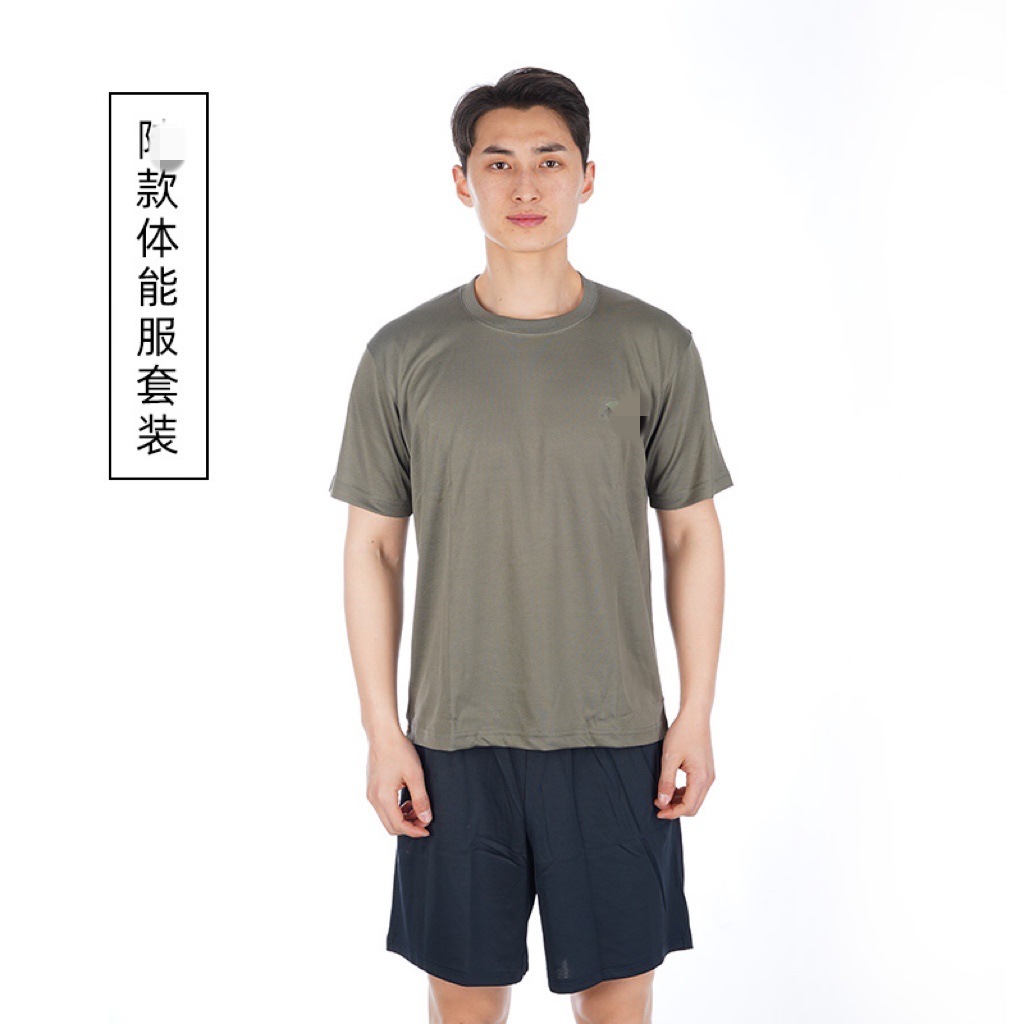 夏季短袖体能训练服套装速干圆领T恤健身服学生军训户外拓展短裤 - 图1