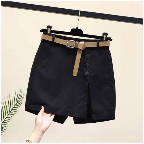 纯色休闲开叉短裤女 Solid color casual split shorts for women - 图2