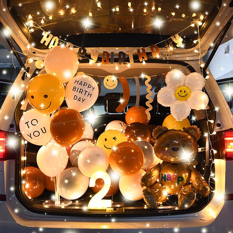 汽车后备箱生日惊喜女孩女儿男孩儿童场景装饰车尾箱求婚布置浪漫