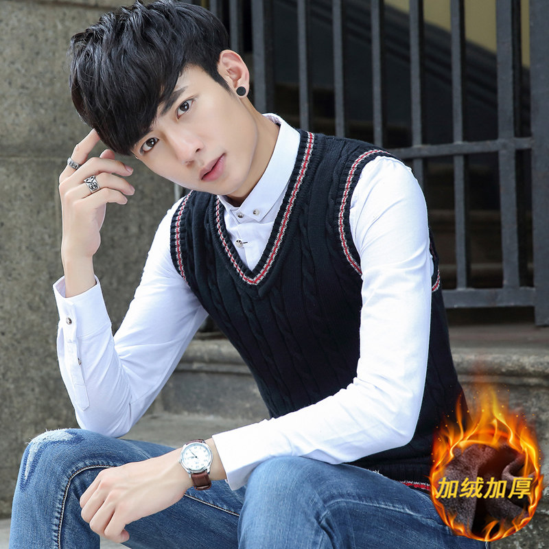 秋冬装毛衣马甲男内搭无袖打底针织衫厚外穿百搭毛线衣加绒背心潮,淘宝优惠券,粉丝福利购,淘宝优惠卷