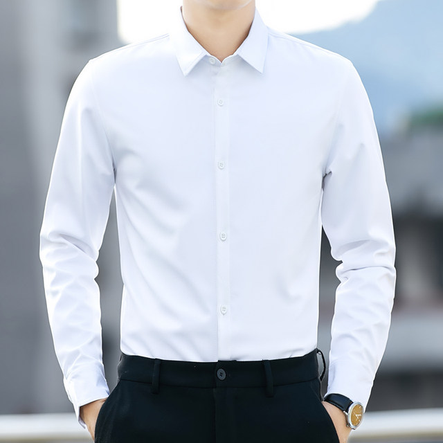Clean version solid color business casual professional formal men's shirt