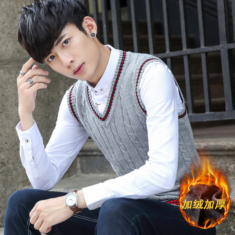 秋冬装毛衣马甲男内搭无袖打底针织衫厚外穿百搭毛线衣加绒背心潮,淘宝优惠券,粉丝福利购,淘宝优惠卷