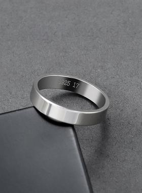 银戒指男潮单身戒闭口简约个性素圈戒光面冷淡风开口男士食指环