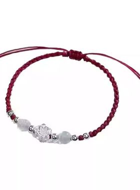 莲花编织手链手绳古风手工编织调节闺蜜国风手饰情侣学生简约高级