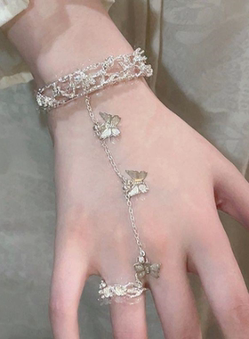 天官赐福古风一体式手镯蝴蝶铃铛戒指仙女汉服首饰少女心开口手环