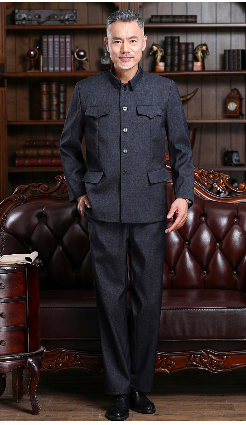 中山装配套裤子老年人裤子西裤休闲裤黑色蓝色灰色藏蓝中山裤春秋