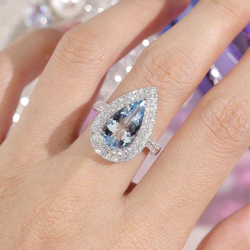 18K gold sapphire ring exquisite gift