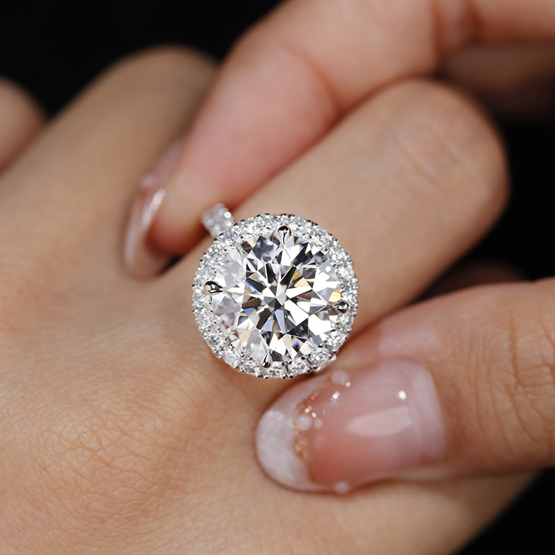 VINCARRY 18K gold cultivated diamond ring women's light luxury artificial diamond niche customized ring