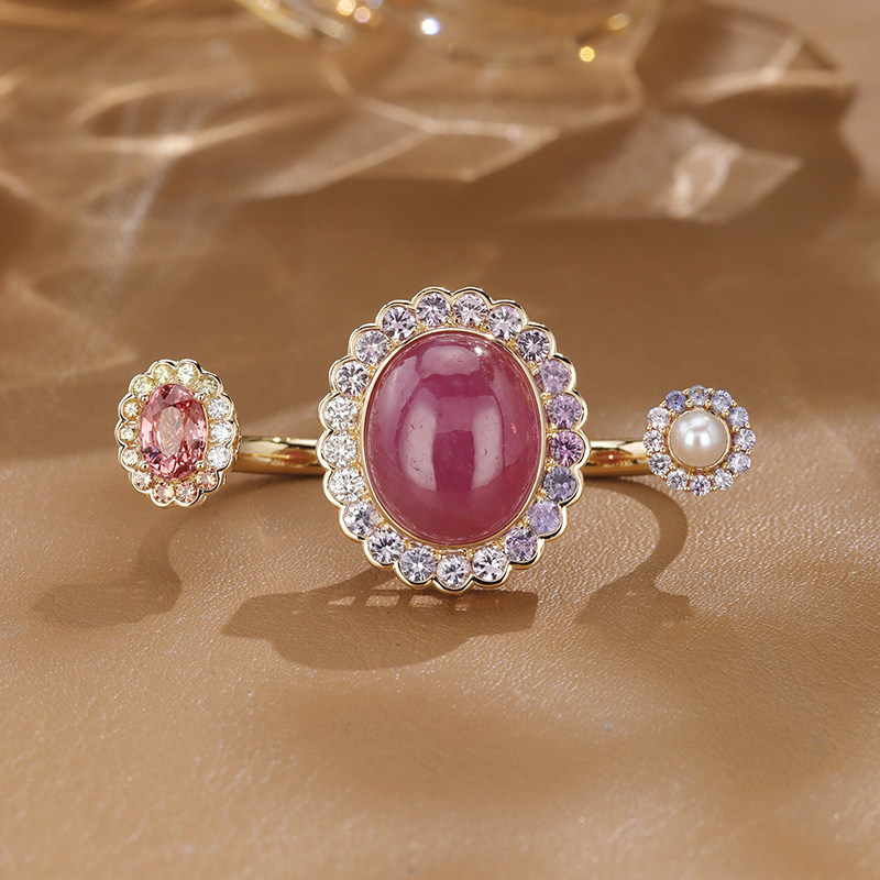 VINCARRY 18K gold colored gemstone ring, elegant, exquisite and versatile, advanced customization, new artificial gemstone customization