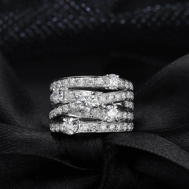 18K gold bestie simple and elegant stacked hollow ring