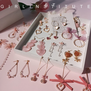 少女心ins粉色蝴蝶结耳环