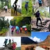 Trekking cực nữ rừng gấp tay vịn phần nữ đi du lịch với nạng di động ra nam và nữ thanh thiếu niên dài - Gậy / gậy