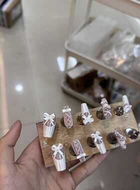 白色芭蕾2025新款ins夏季可爱优雅纯手工穿戴甲定制甲型尺码包邮
