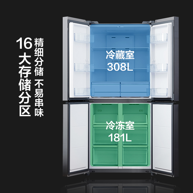 门家用冷藏无霜电冰箱 4 冰箱双开门十字对开 489WMLA BCD 云米 VIOMI 门家用冷藏无霜电冰箱 4 冰箱双开门十字对开 489WMLA BCD 云米 VIOMI