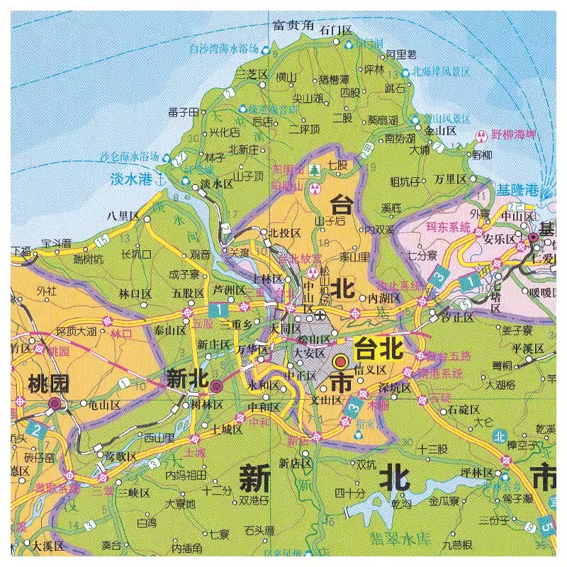 2024新版台湾省地图贴图折叠版袋装 106*76cm大幅面台湾政区交通地图中国分省纸图墙贴高雄台北星球地图出版社-图1