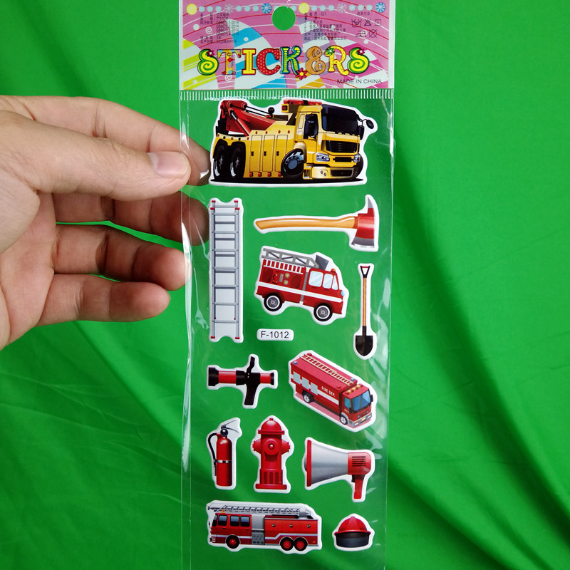 儿童可爱卡通工程车贴纸挖机吊车消防车立体3d防水 泡泡贴画粘贴,淘宝优惠券,粉丝福利购,淘宝优惠卷
