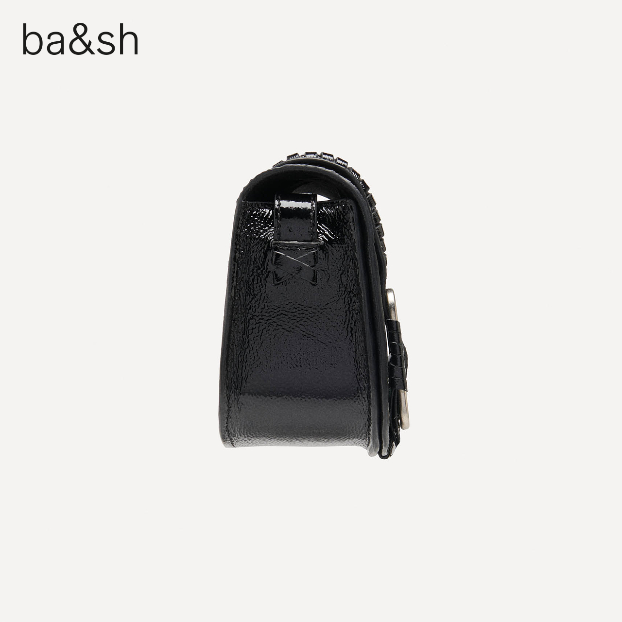 ba&sh法式女包牛皮革光面气质手提包斜挎马鞍包 bash 2E21SASV - 图0