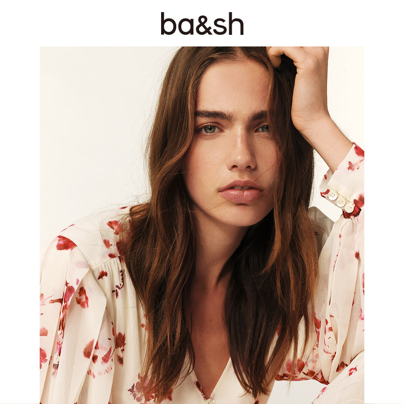 【预售甄选】ba&sh2025早春新款法式双生玫瑰百褶连衣裙1E25PATL