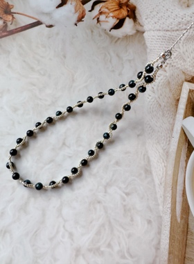 复古项链毛衣链虎眼石女