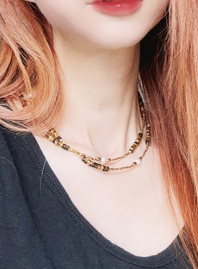 虎眼石项链眼镜链珍珠美拉德穿搭