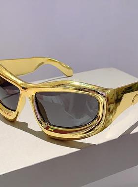 千禧辣妹气泡Y2K未来科技电镀太阳镜个性潮炫酷时尚墨镜骑行眼镜