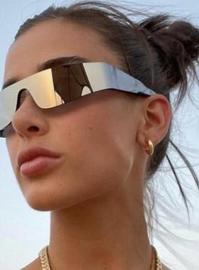 未来科技感墨镜赛博朋克无框一体太阳镜男女个性酒吧拍照骑行眼镜