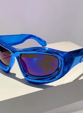 千禧辣妹气泡Y2K未来科技电镀太阳镜个性潮炫酷时尚墨镜骑行眼镜