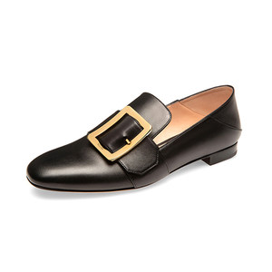 BALLY/巴利女鞋乐福鞋新款方扣牛皮一脚蹬单鞋平底休闲鞋