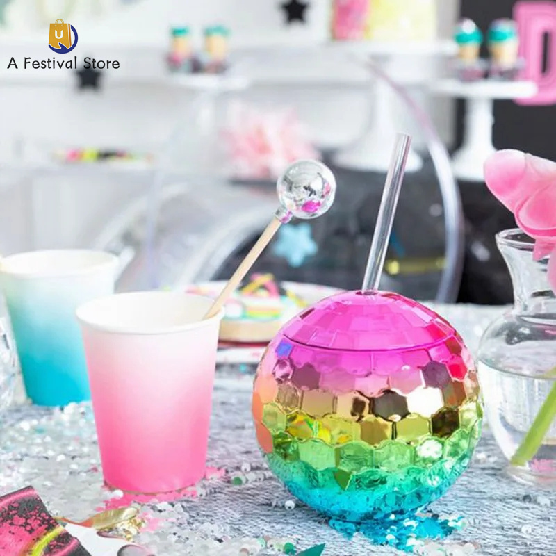 Disco Ball Cup with Straw Wedding Bridal Shower Bachelorette-图1