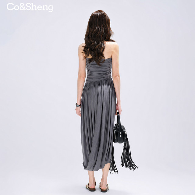 Reborn petite ຄຸນນະພາບສູງທໍ່ເທິງ pleated skirt ຍາວ