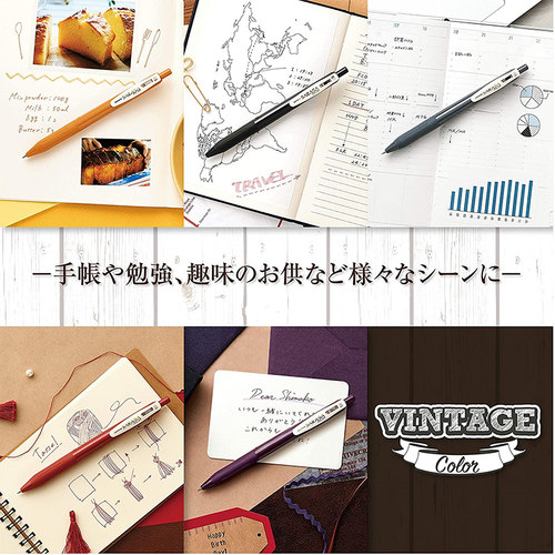 日本ZEBRA斑马复古笔SARASA按动彩色中性笔JJ15复古系列五色水笔酒红0.5mm学生用斑马牌限定款 - 图3