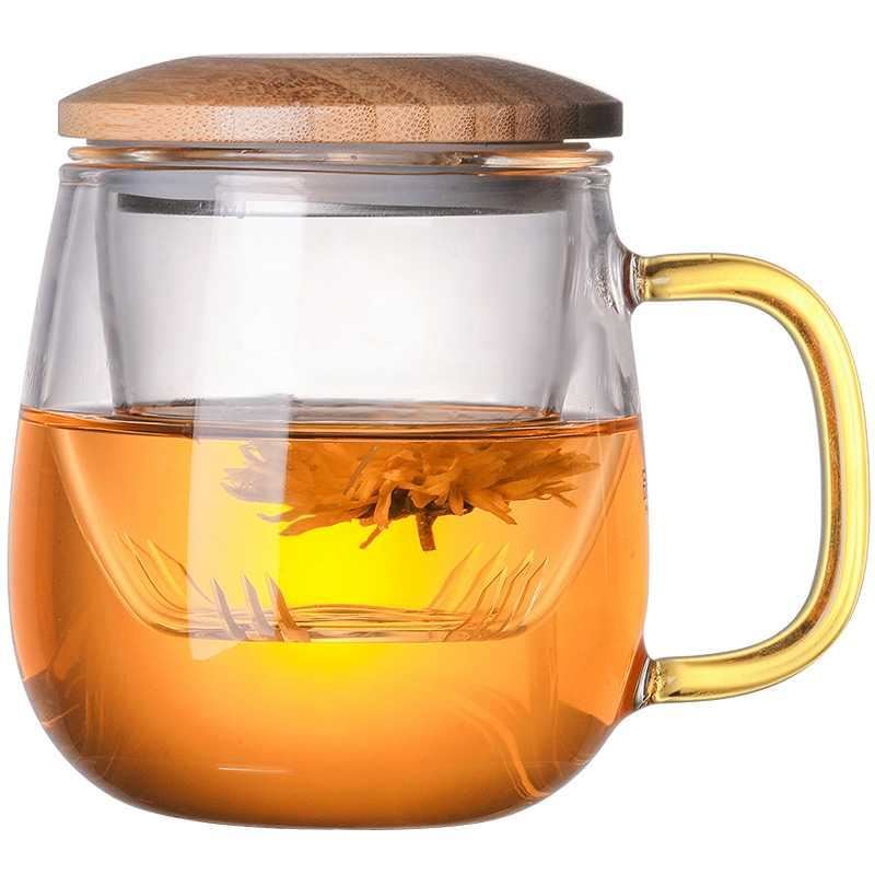 Glass Tea Infuser Cup With Transparent Filter Bamboo Lid - 图3