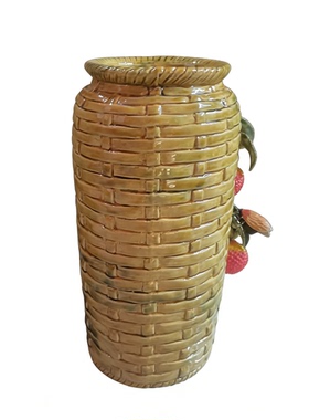 中国风陶瓷荔枝编织花瓶家居摆件