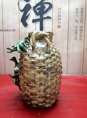 陶瓷招财客厅玄关礼品摆件螃蟹箩