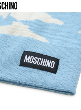 【惊喜特惠】Moschino/莫斯奇诺  男女同款蓝天白云图案针织帽