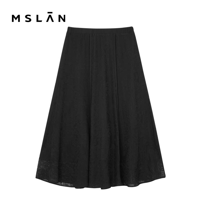 MSLAN秋装上新透明拼接设计半身裙女长裙_虎窝淘