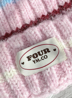 MX-0655|拼色条纹FOUR贴标毛线帽秋冬帽子冬冷帽2026新款针织帽女