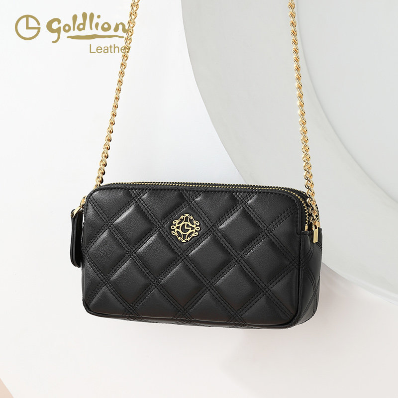 金利来真皮女包2025年新款时尚轻奢单肩包小香风百搭链条斜挎包潮,淘宝优惠券,粉丝福利购,淘宝优惠卷