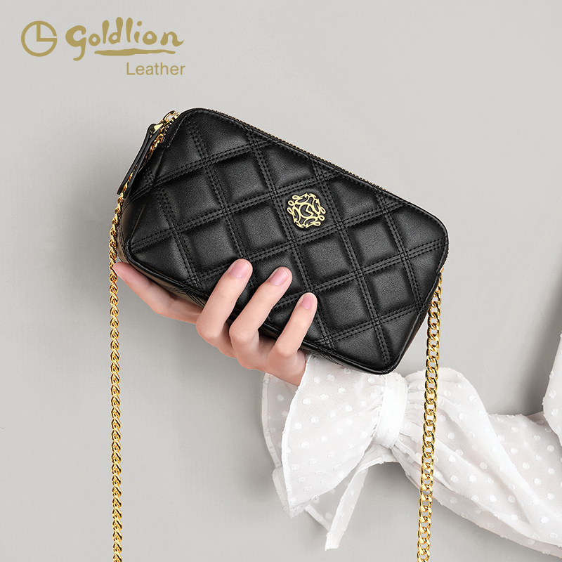 金利来真皮女包2025年新款时尚轻奢单肩包小香风百搭链条斜挎包潮,淘宝优惠券,粉丝福利购,淘宝优惠卷